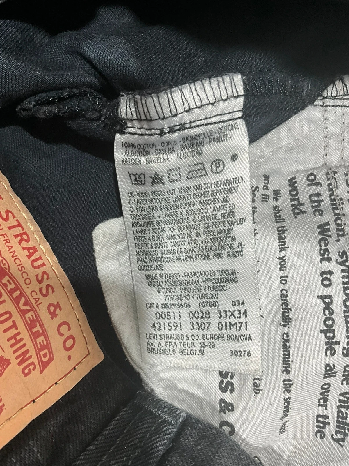 Jean Levi's 511 Slim W33 L34 Vintage 100% Coton Noir Délavé – photo 10